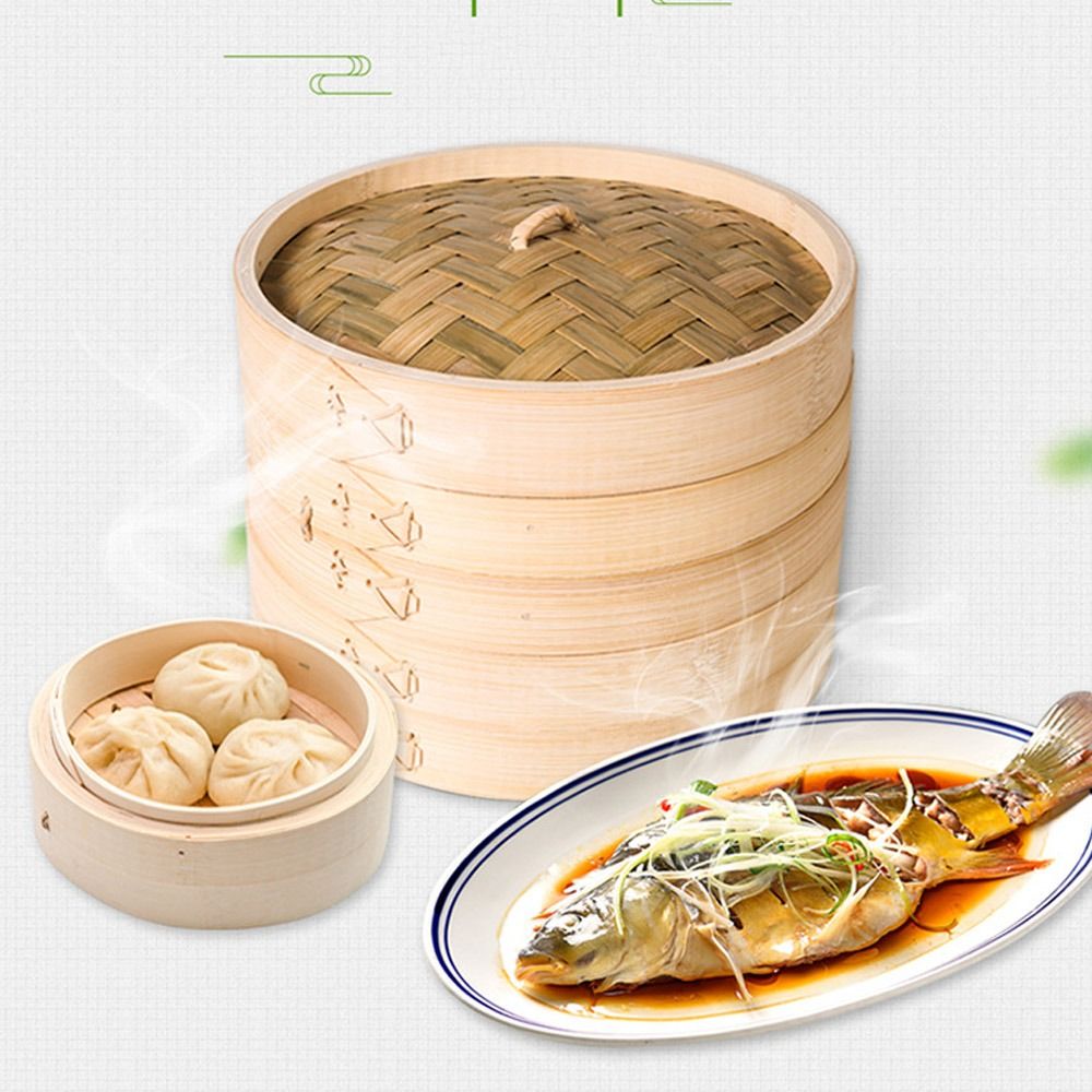 سلة بخار من الخيزران بغطاء ، م - مراجعة Bao Steamer Bamboo وسعره